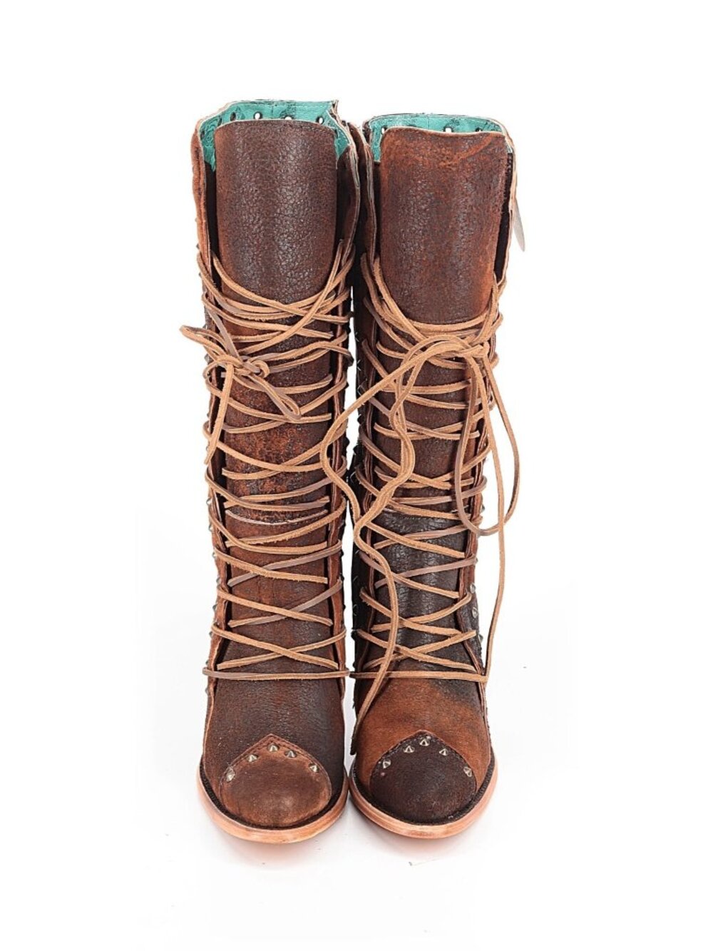 NWT Corral Boots Z5321 Lace-Up Studded Knee High Western Cowboy 3" Heels 8 - Picture 3 of 9